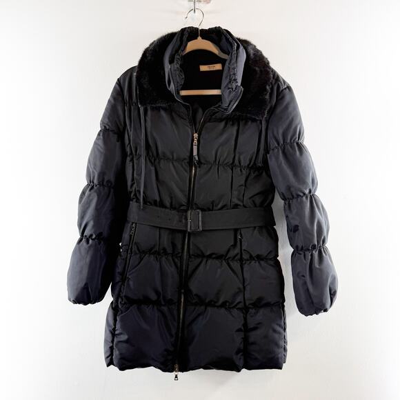 Prada Jackets & Blazers - Prada Down Fur Trim Parka Puffer Coat Jacket Belted Black 42 / 12